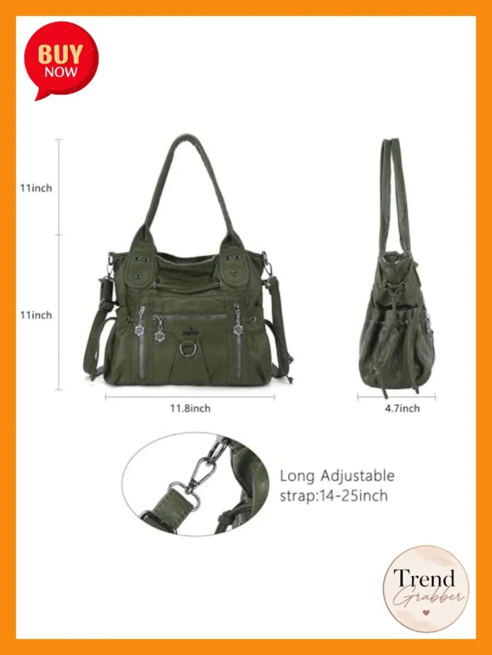 Large Hobo Shoulder Bag with Crossbody Strap Soft Vegan Leather